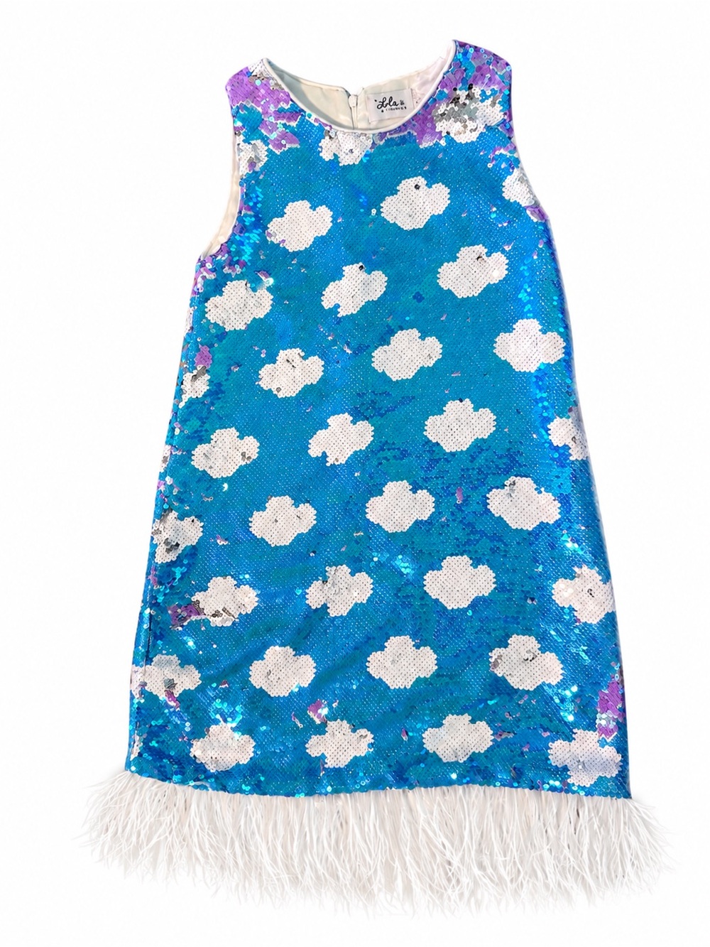 Lola + The Boys Blue Sequin Cloud Girls Dress